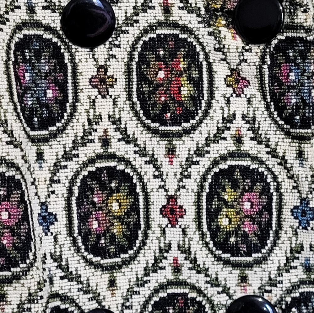 Vintage Paisley Patterned Coat with Black Buttons Size Large - Picture 3 of 12